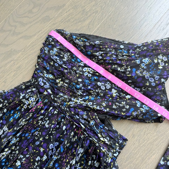 Ieena for Mac Duggal One Shoulder Floral Gown Maxi Dress Purple Chiffon - Size 0 - Picture 9 of 10